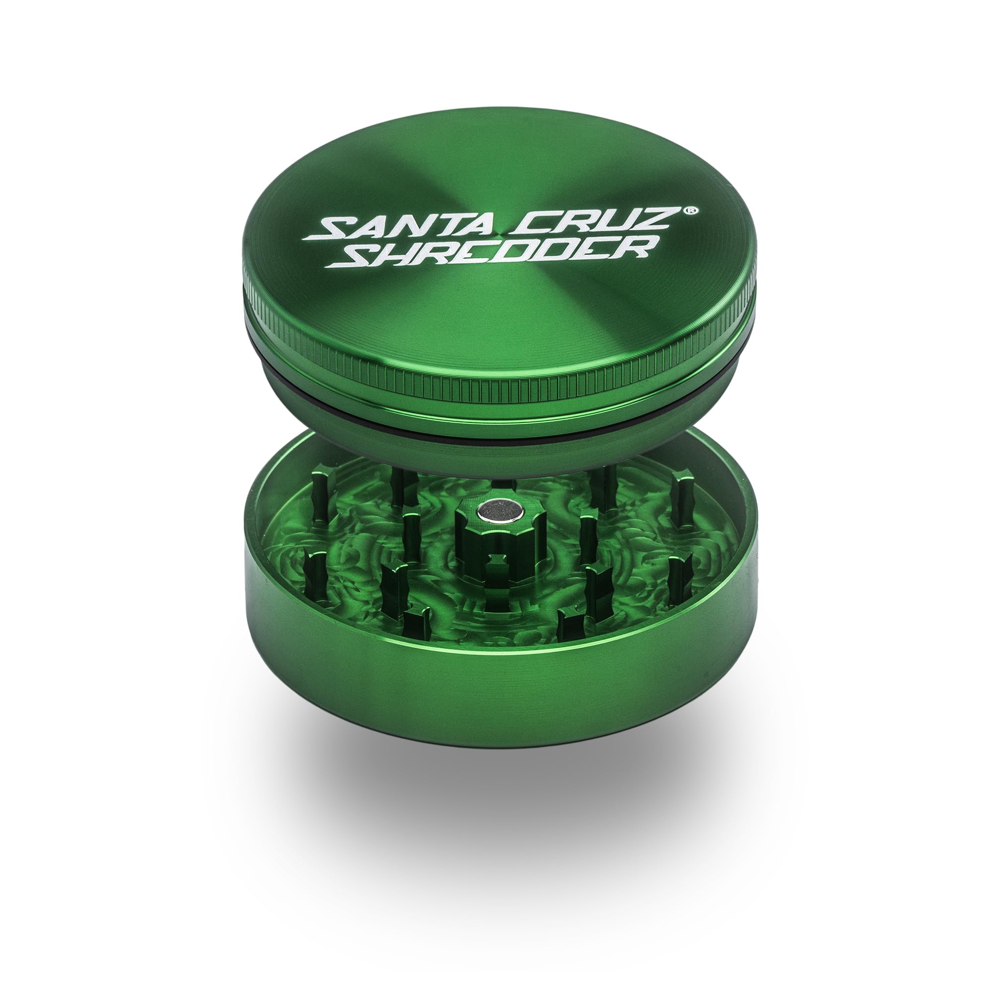 Santa Cruz Shredder Metal Herb Grinder Knurled Top for Stronger Grip 2-Piece 2.7" (Green)