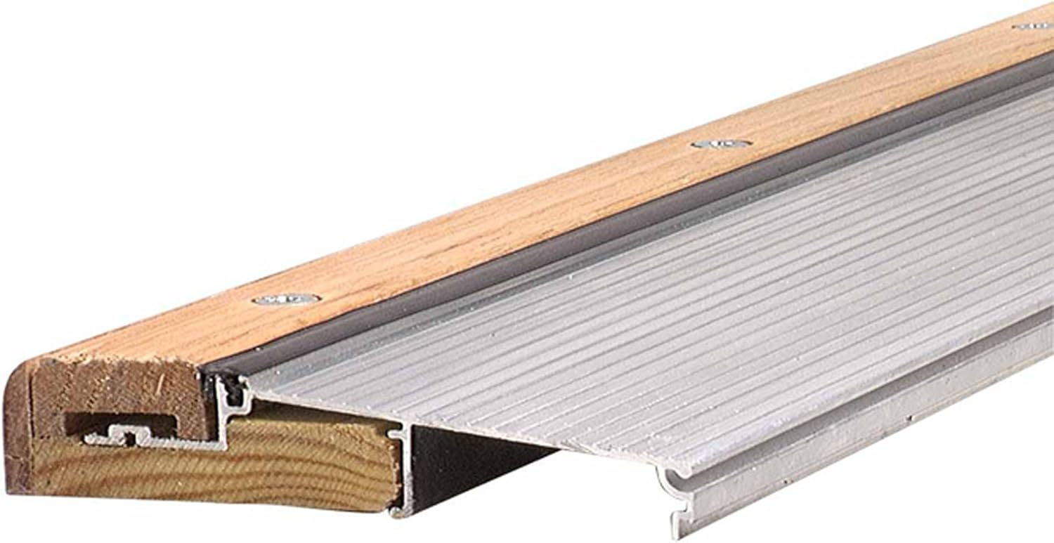 M-D Building Products 78618 1-1/8-Inch by 5-5/8-Inch - 73-Inch TH394 Adjustable Aluminum and Hardwood Sill Inswing, Mill - Household Door Sills - 