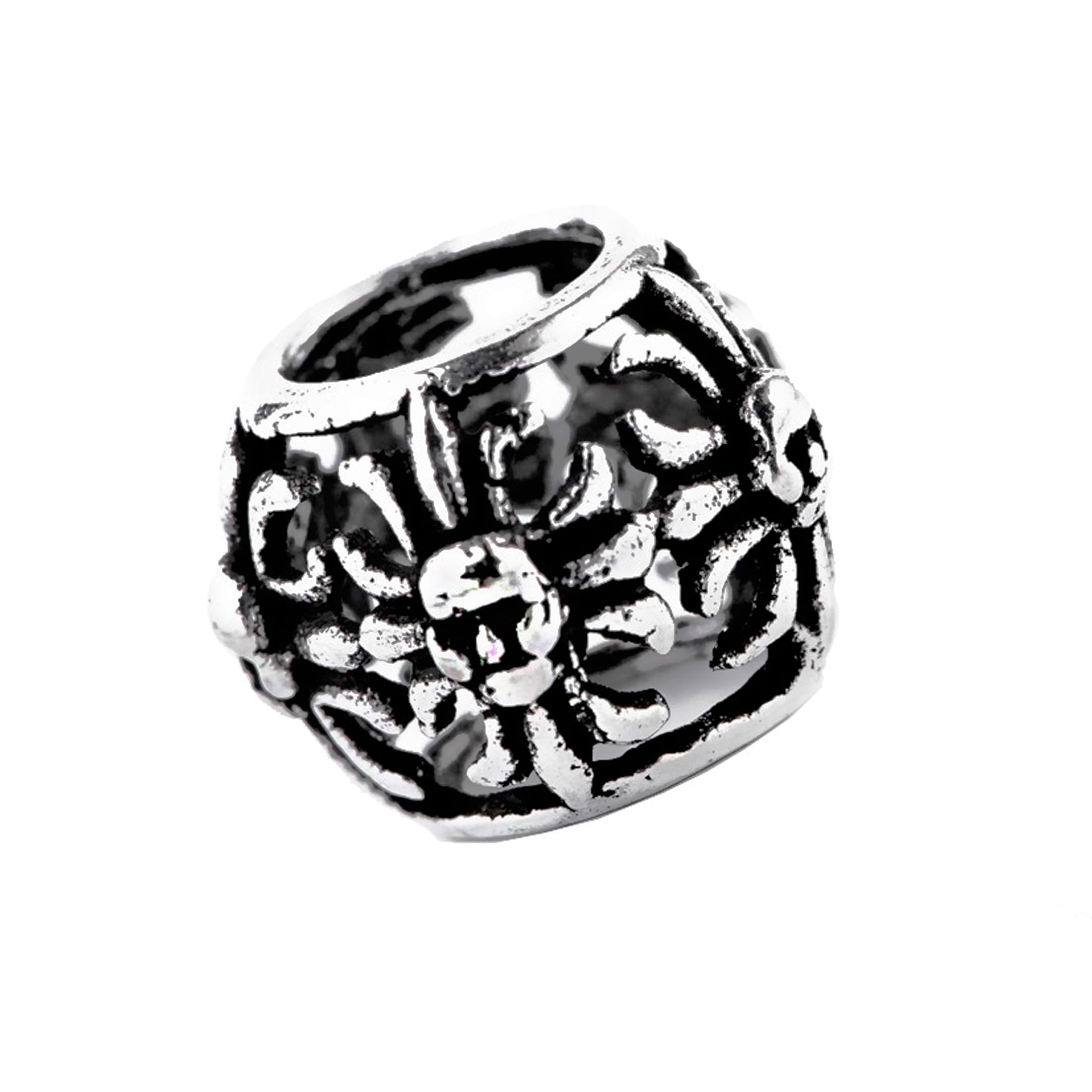 NKlaus Biker Hair Beard Bead Knight Cross with Skull 925 sterling silver 7662