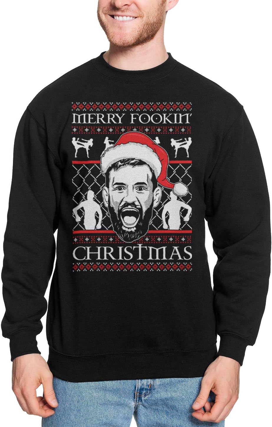 Haase Unlimited Merry Fookin' Christmas - Conor Fighter MMA Unisex Crewneck Sweatshirt