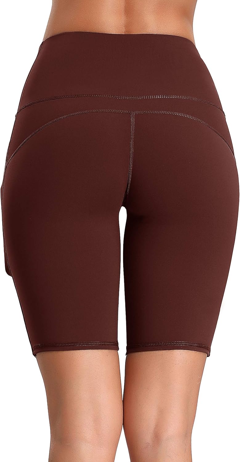 Oalka Women's Short Yoga Side Pockets High Waist Workout Running Shorts: Clothing