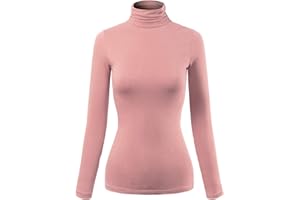 MixMatchy Women's Basic Long Sleeve Turtle Neck Slim Fit Top Shirt