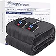 Westinghouse Electric Blanket Queen Size, Super Cozy Soft Flannel 84" x 90" Heated Blanket with 10 Fast Heating Levels & 1-12 Auto-Off, Machine Washable, ETL&FCC Certification, Charcoal