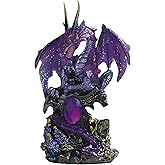 ICE Armor 6" H Purple Dragon with Gem Statue Figurine - Exquisitely Detailed Mythical Dragon Figurine Sculpture, Hand Painted Collectible Statue for Fantasy Enthusiasts