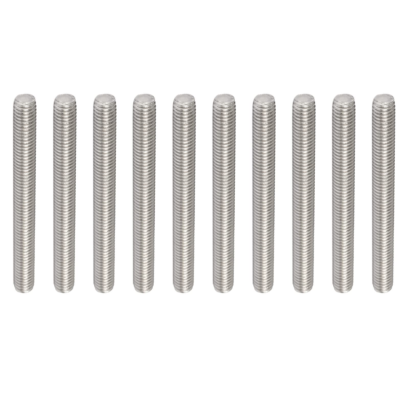 Rebower Fully Threaded Rod 304 Stainless Steel Rod Bar Studs, [for Hangers and Clamps and U-Bolts] - M8 x 80mm 1.25mm Pitch Male Threaded /Silver/10Pack
