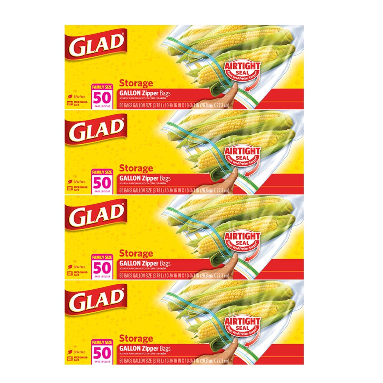 Glad Zipper Food Storage Freezer Bags Quart 56 Count