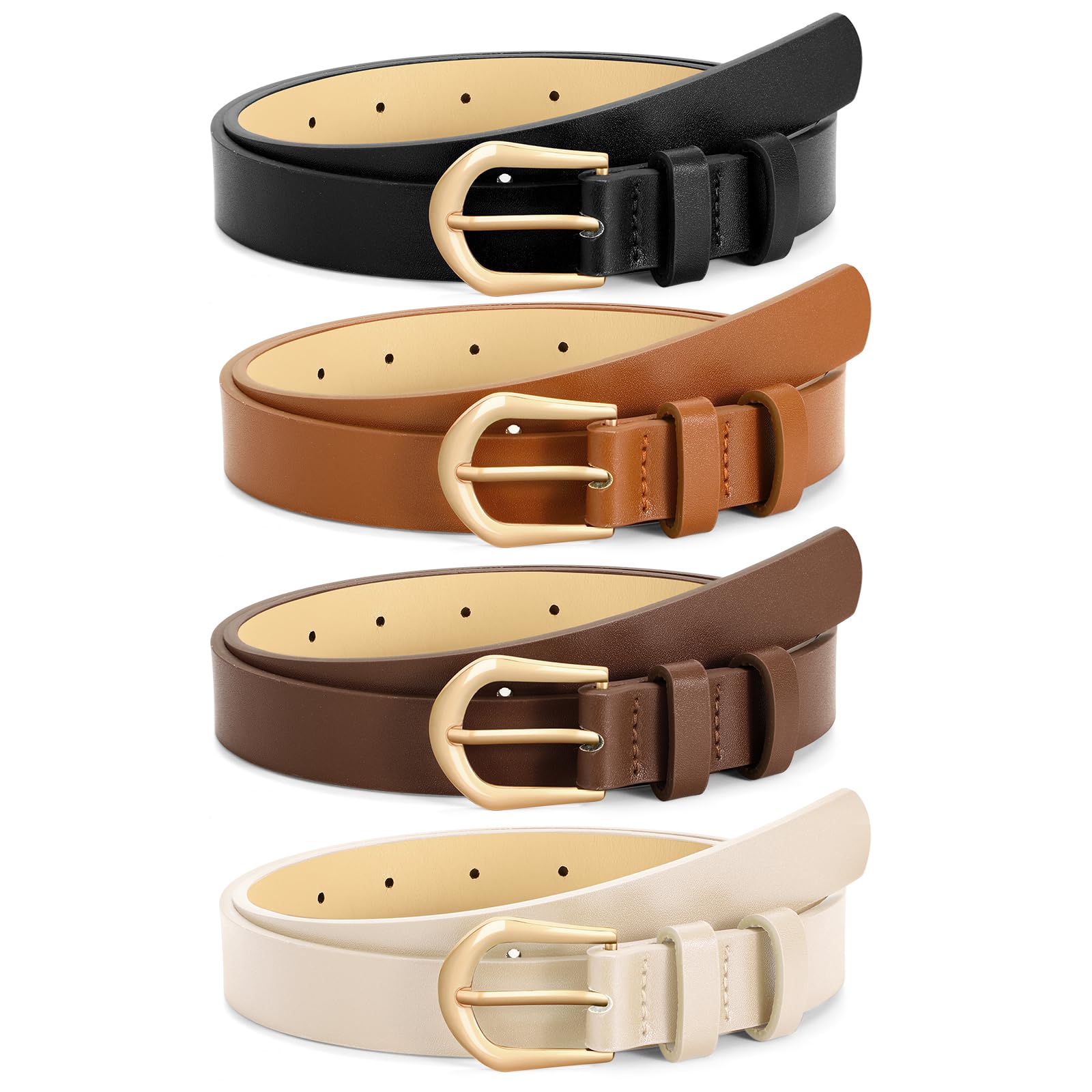 4 Pack Womens Thin Leather Belt Skinny Waist Belts for Women Fashion Jeans Dr... | eBay 4 Pack Womens Thin Leather Belt Skinny Waist Belts for Women Fashion Jeans Dr... | eBay