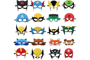 SSZS 20 Packs Superhero Masks Party Favors for Kids Toys Set, Dress Up Birthday Festival Christmas Halloween Cosplay Party Supplies Party Masks with 20 Different Types for Children