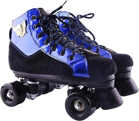 Amazon Co Jp ローラースケートpuレザーハイトップローラースケート4輪ローラースケート ユニセックスの女の子 のためのクラシックなクワッドレザーローラースケート 女の子と大人のためのかわいいローラースケート ブルー Eu42 ホーム キッチン