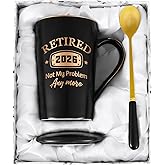 YHRJWN Retirement Gifts for Men Women, 2026 Retired Mug 14Oz, Retired Not My Problem Anymore, Retirement Mugs for Men, Cool Gifts Ideas for Teacher Coworker Friends Families Husband Wife (Black)