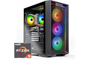 SKYTECH GAMING Skytech Nebula Gaming PC Desktop, Ryzen 5 5600 3.5 Ghz (4.4GHz Turbo Boost), NVIDIA RTX 3050 6GB GDDR6, 1TB SSD, 16GB DDR4 RAM 3200, 650W Gold PSU, Wi-Fi, Win 11 Home