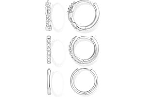 Inerney Gold Huggie Hoop Earrings Set for Women, Dainty Small Sterling Silver Earring Stacks Hypoallergenic Jewelry for Multiple Piercings, Trendy Twisted Cute Cartilage Hoops Birthstone Gift 3 Pairs