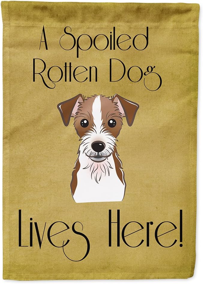 Caroline's Treasures BB1450GF Jack Russell Terrier Spoiled Dog Lives Here Flag Garden Size, Small, Multicolor