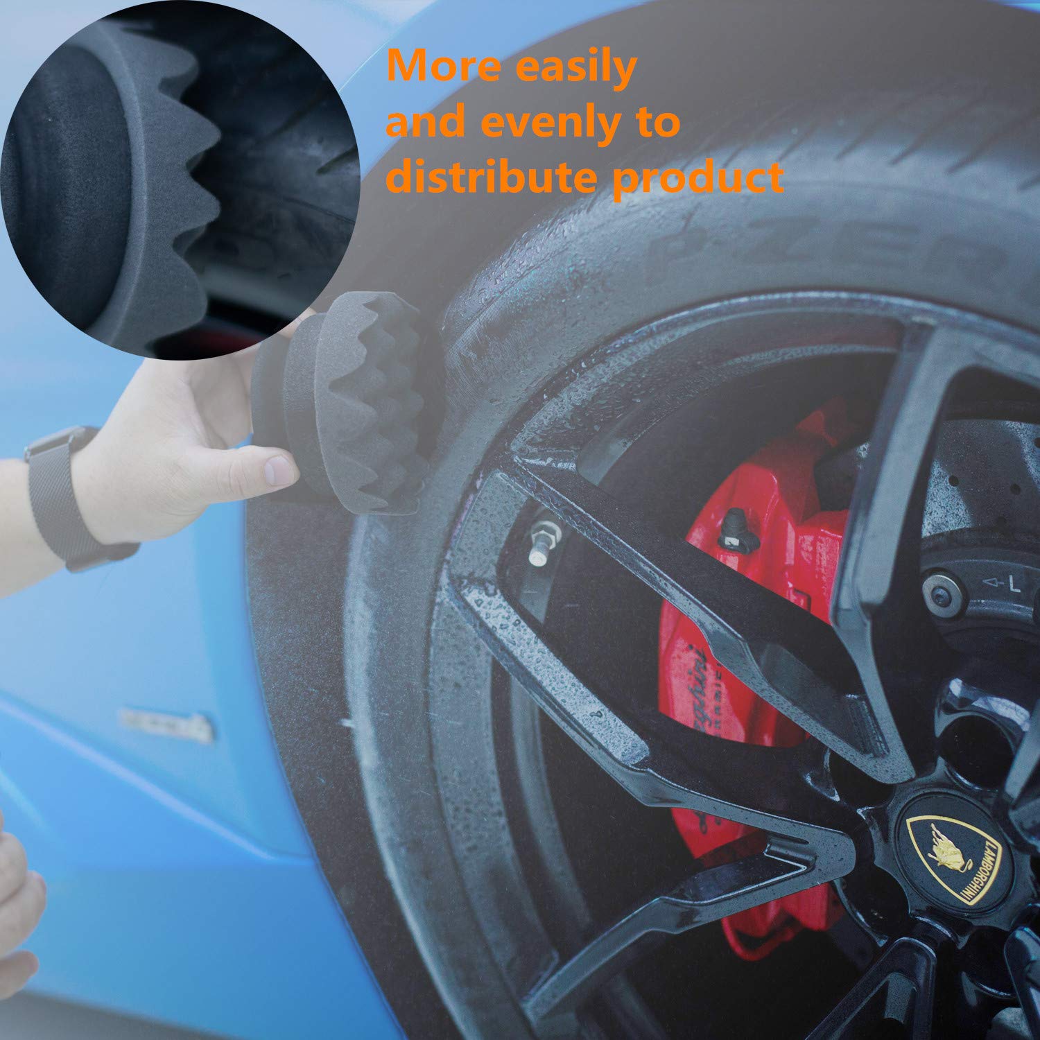 BOKA Pro Tire Dressing Applicator 2Pack Tire Shine Applicator Ergonomic Round Grip & Deeper