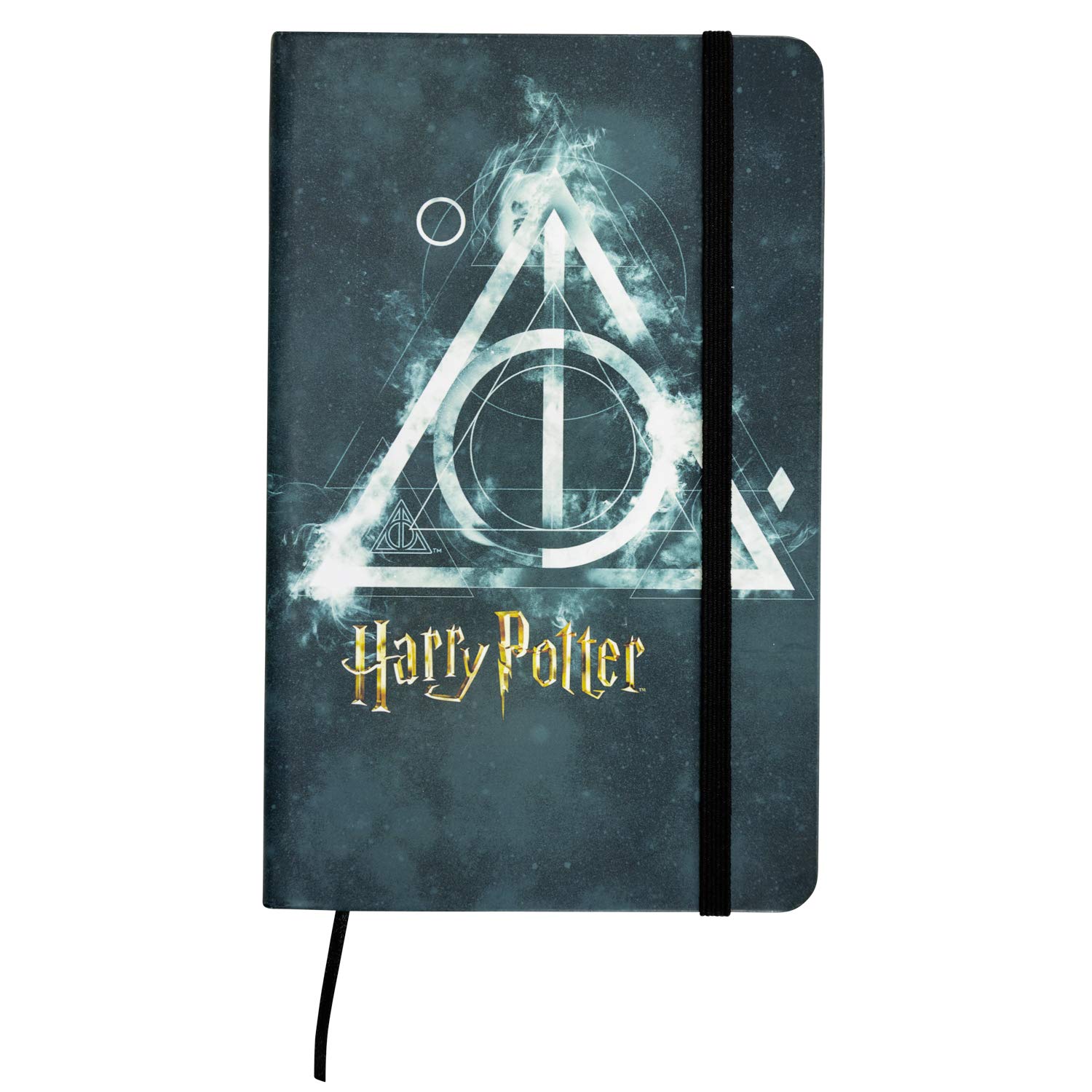 Harry Potter Deathly Hallows Notebook 80 Sheets Ruled Hard Cover with Elastic Band 13 x 21 cm