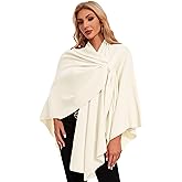 PULI Womens Elegant Cross Front Shawl Wraps Knitted Ponchos Cape Light Weight Poncho Sweater Soft Warm Travel Wraps
