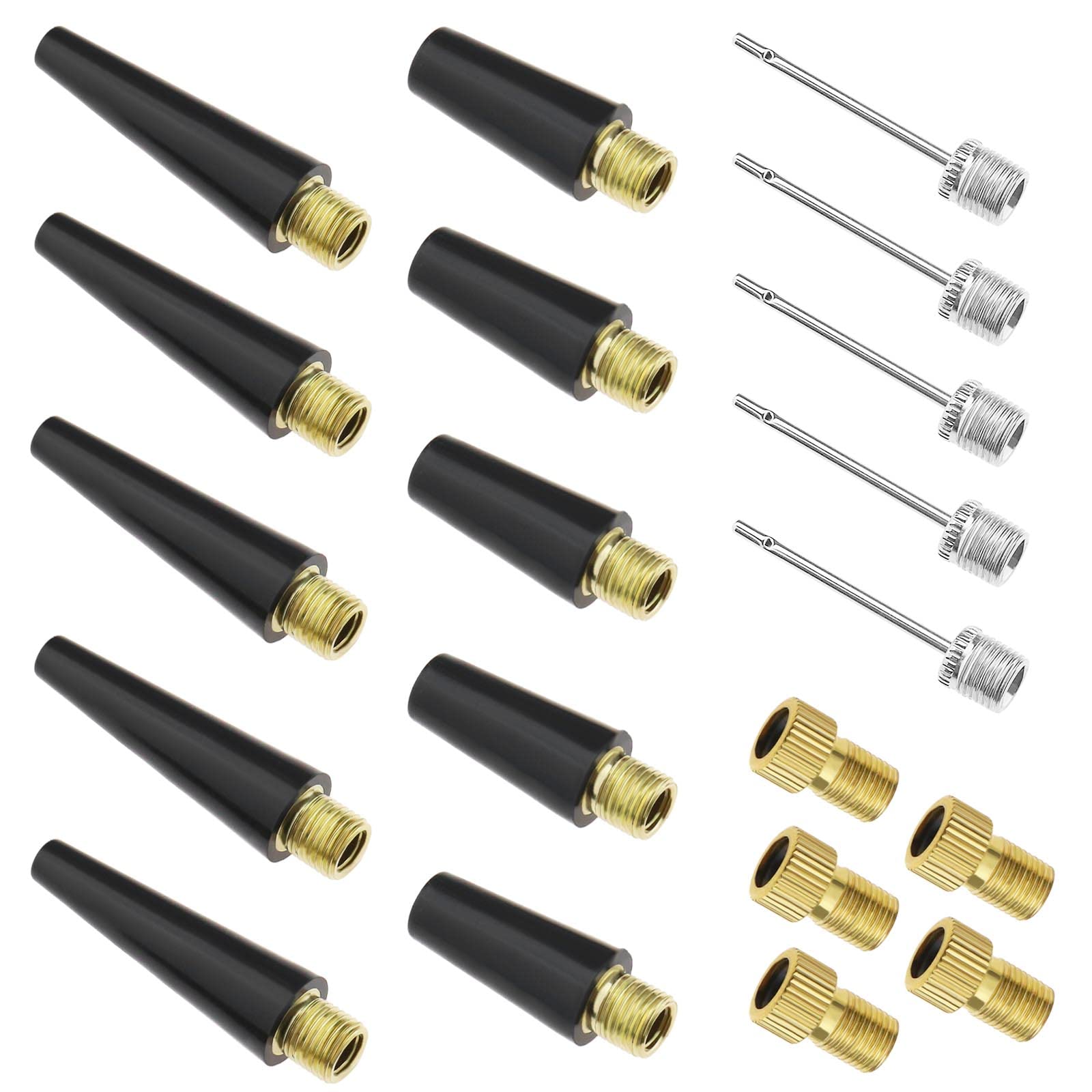 YINETTECH 5 Sets(20PCS) Inflatable Pump Adapter Kit for Most Inflatable Pumps Balloons Basketball Bicycle Tires Inflatable Toys 7mm Thread