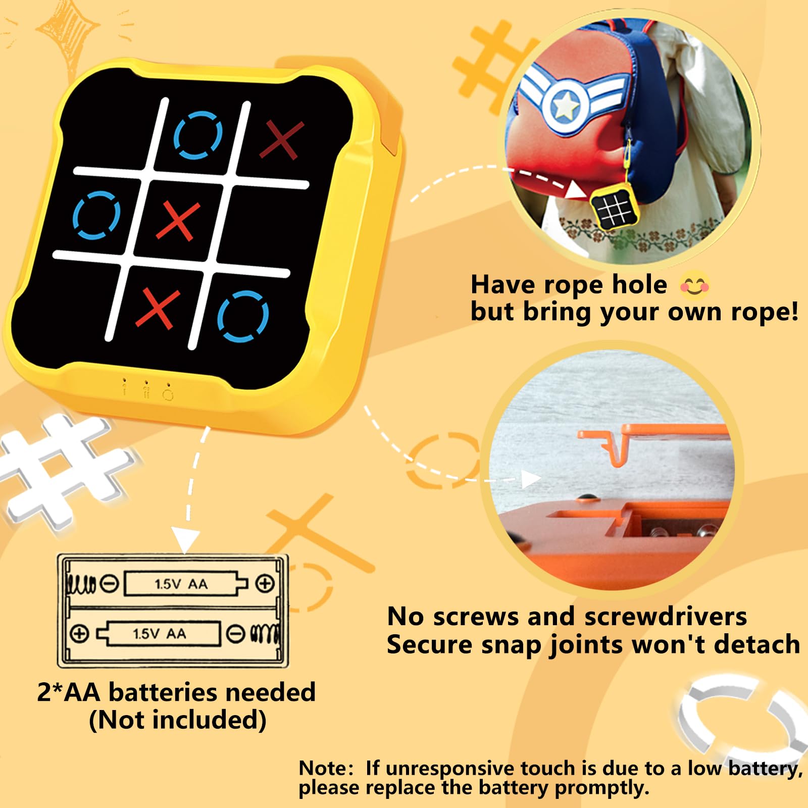 COUOMOXA Fits Tic Tac Toe Games for Kids: 4-in-1 Portable Sensory Puzzle Game - 6 7 8 9 10 11 12 Years Old Kids Electronic Toy for Travel Home School (4-in-1 Tic Tac Toe Games)