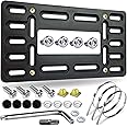 Aootf Front License Plate Bracket Holder - Universal Front Bumper License Plate Mounting Kit, 2 Drill Holes Car Tag Adapter with Anti Theft Stainless Steel Screw Bolt Caps