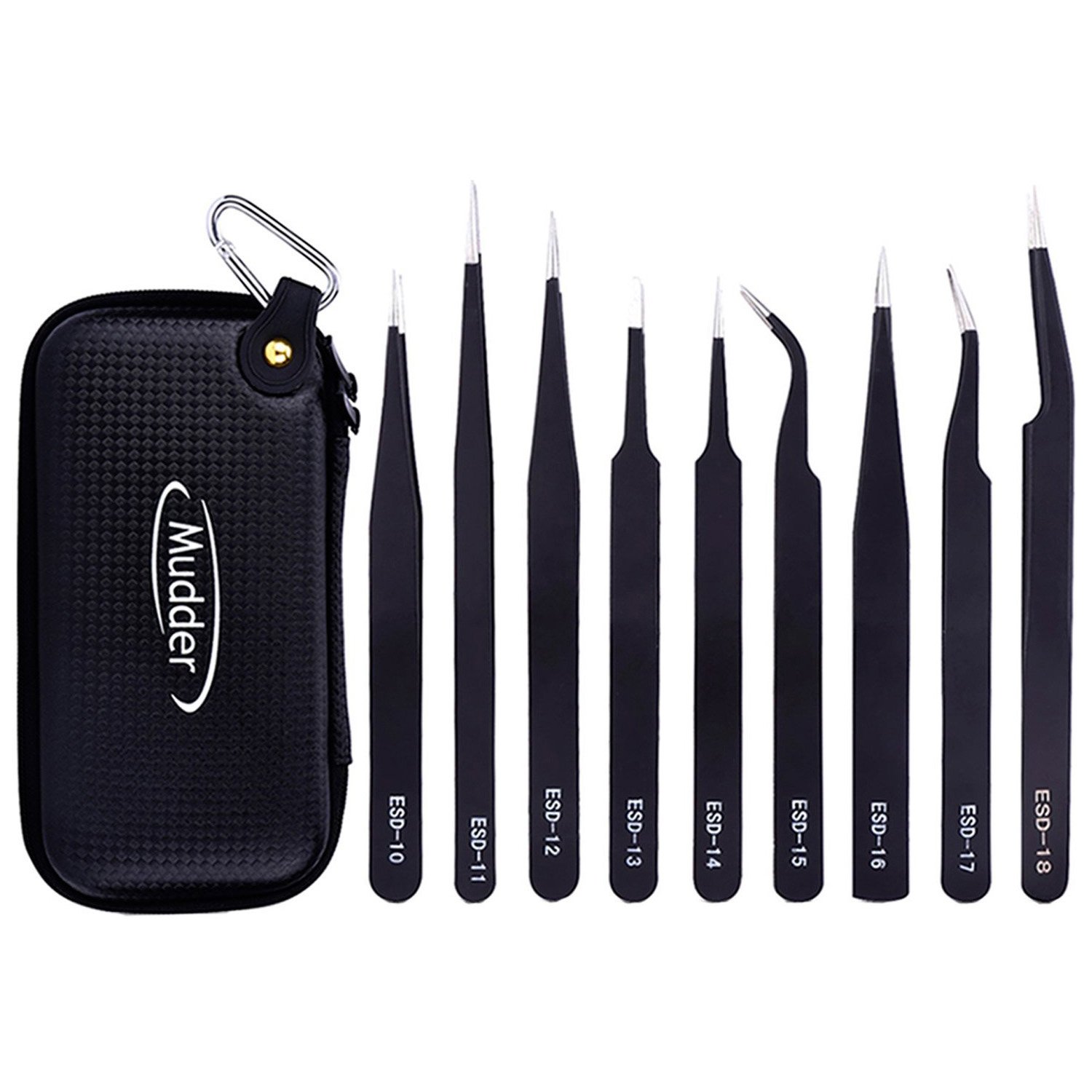 9 Pieces ESD Tweezers Tools Kit, Precision Tweezer Set, Craft Tweezers