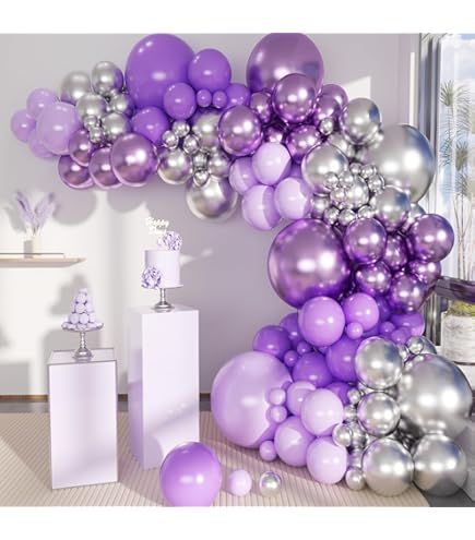 AOFOTO 7.2ft Round Birthday Backdrop - Purple Quinceanera Background For 15th 16th 18th Parties