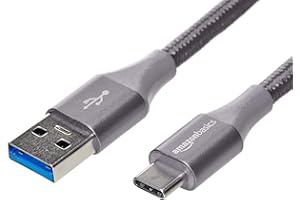 �鶹�� Basics Double Braided Nylon USB Type-C to Type-A 3.1 Gen 1 Cable | 6 feet, Dark Grey