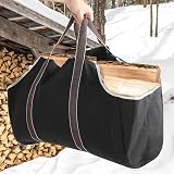 DEWIN Large Canvas Firewood Log Carrier Bag Holder Outdoor Heavy Duty Wood Carry view 3