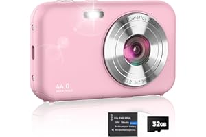 AHLIRMOY Digital Camera, FHD 1080P Kids Camera with 32GB Card, 44MP Point and Shoot Camera 16X Zoom Anti Shake, Compact Small Digital Cameras Gift for Kids Teens Students Boys Girls Beginners