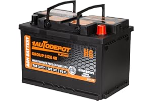 1AUTODEPOT BCI Group 48 Car Battery, 12V 70Ah Size H6 Automotive Battery Premium Maintenance Free AGM Batteries, 760CCA, 120RC, 36 Months Warranty
