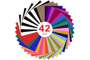 YRYM HT Heat Transfer Vinyl - 42 Pack 12" x 10" HTV Sheets White Iron on Vinyl for T Shirts - Easy to Cut & Weed for Heat Vinyl Design