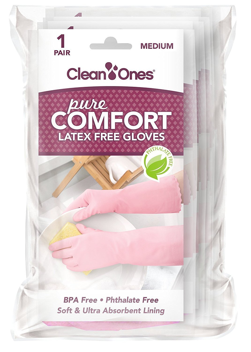Clean Ones Pure Comfort Latex Free Vinyl Gloves 2pr