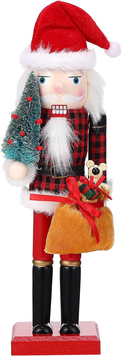 Nutcrackers - Didiseaon Santa Claus Nutcracker Figures 14 Inch Wooden Nutcracker Figurine Christmas Nutcracker Soldier Decor Xmas Ornament for Indoor Winter Table Desktop Fireplace