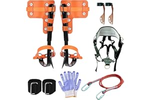 Poakkus Tree Climbing Spikes Set,Tree Climbing Gear, 1 Pair Alloy Steel Climbing Spurs,350lbs Load Capacity with Safety Seat, Arborist Equipment for Climbers, Fruit Picking and Lumberjack, Orange