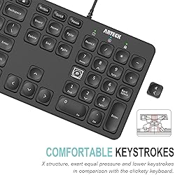 Arteck Backlit USB Wired Full Size Keyboard with
