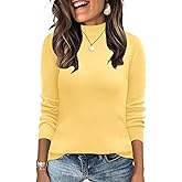 LOMON Mock Neck Tops for Women Long Sleeve Dressy Casual Lightweight Basic Knitted Pullover Sweater S-XL