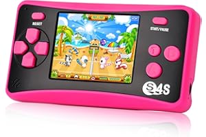 X-JOYKIDS Handheld Game for Kids Ages 4-10, 2025 Upgraded, 142 Classic Mini Games, TV Output, 2.5" LCD Screen, Portable Arcade System, Birthday for Children-Rose