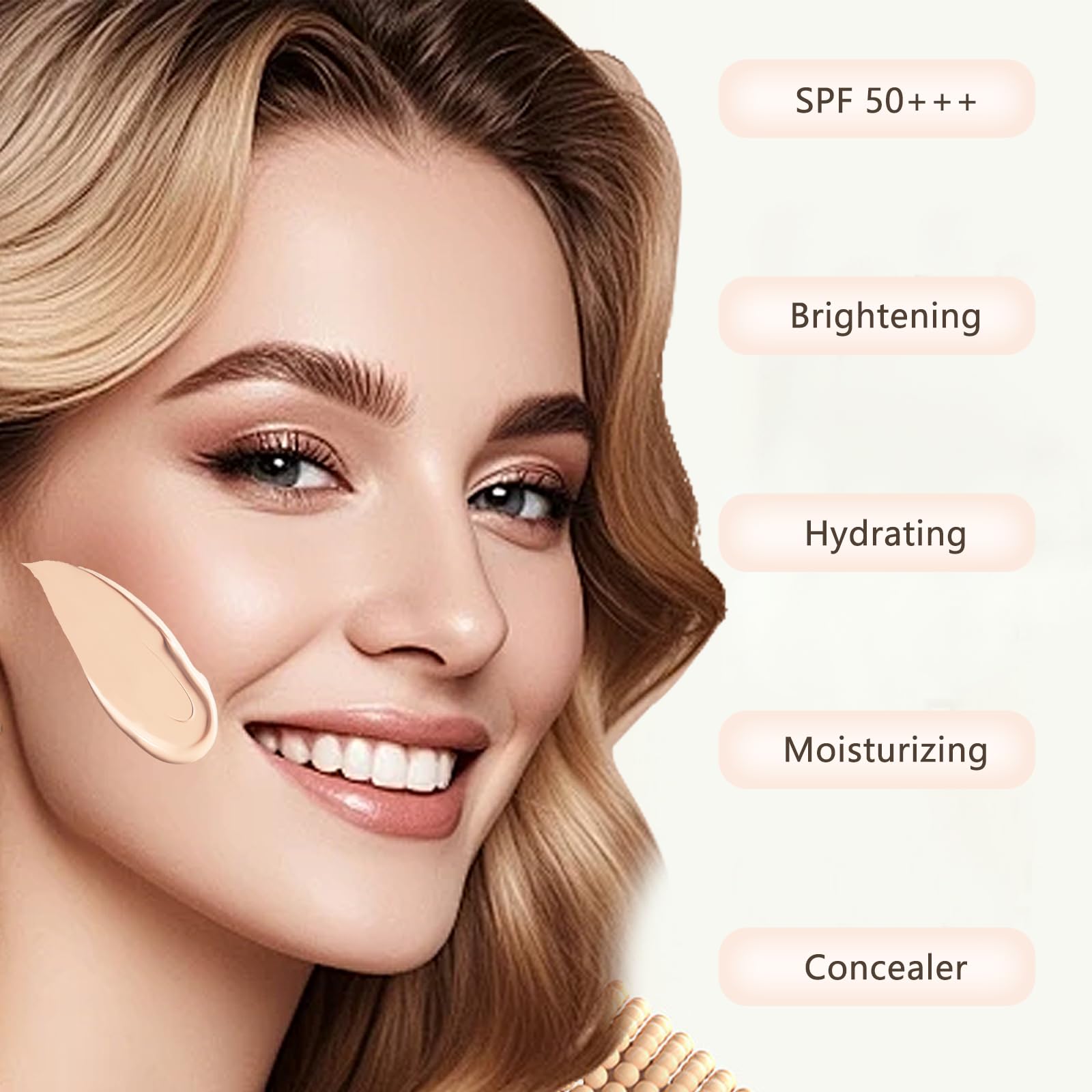 O'CHEAL BB Cream with SPF 50+ | Full Coverage Tinted Moisturizer with Buildable Concealer Powder Foundation, Oil-Free, Hydrating & Matte Finish | Vegan, Cruelty-Free, for All Skin Types(Natural)
