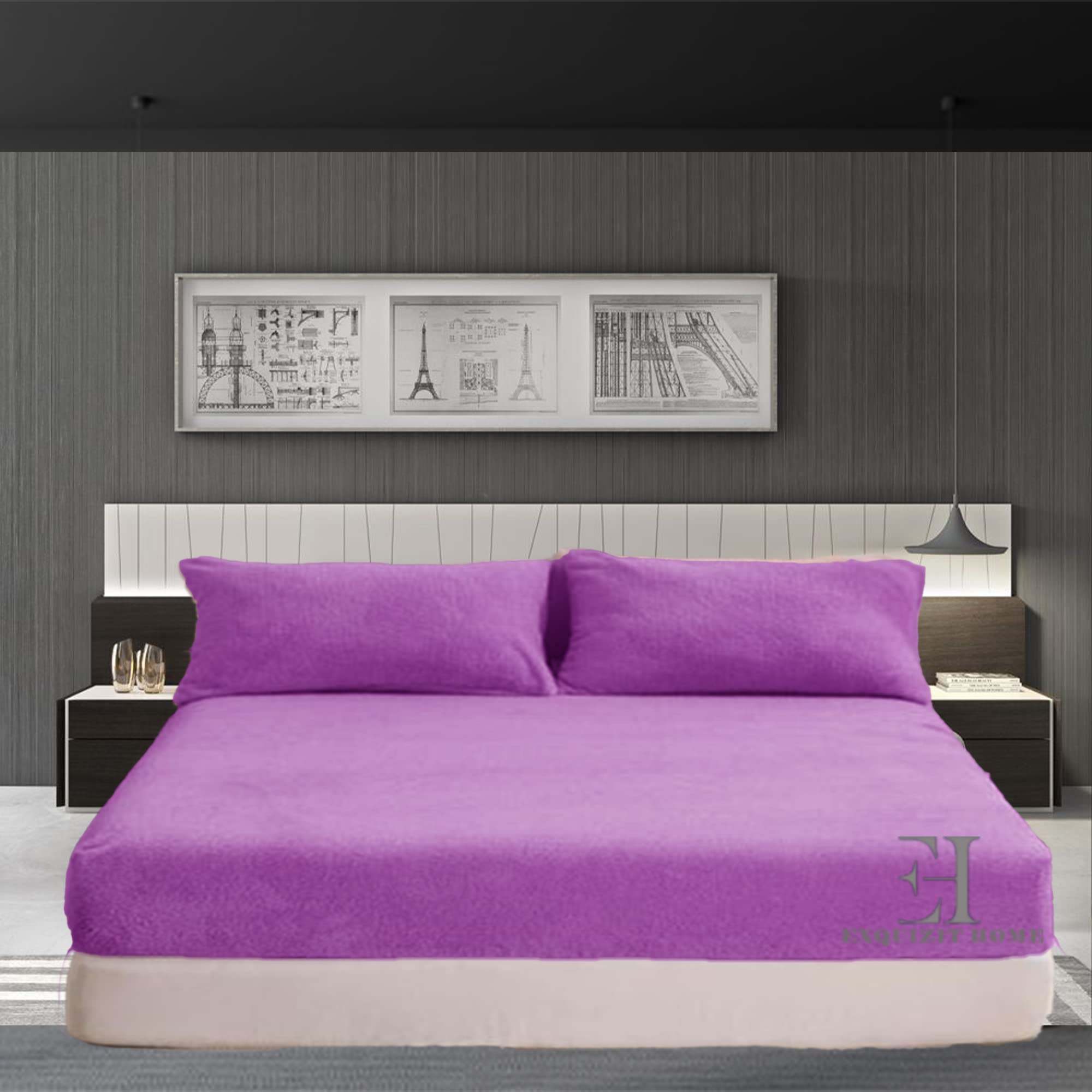 EXQUIZIT HOME® Teddy Fleece Extra Deep Fitted Sheet 30cm – Super Soft Teddy Bear Thermal Fitted Bed Sheet – Warm Cosy Winter Mattress Sheet (Lilac 4ft Small Double – 122cm x 190cm)