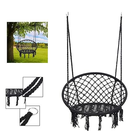 Tradico Outdoor Hanging Hammock Woven Rope Chair Seat Indoor Bedroom Children Round Swing Bed