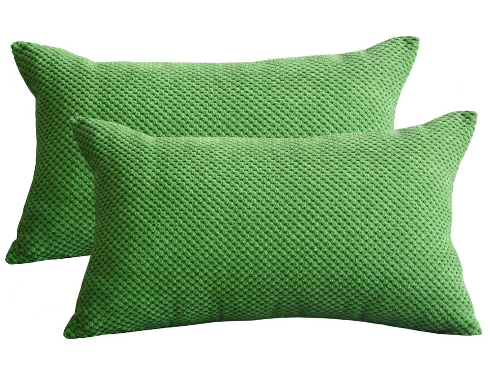 Lutanky Corduroy Cushion Covers (Pack of 2) Super Soft Rectangle Pineapple Grid Throw Pillow Cases for Sofa Bedroom Home Decor（30 x 50 cm） (green, 2 Pieces)