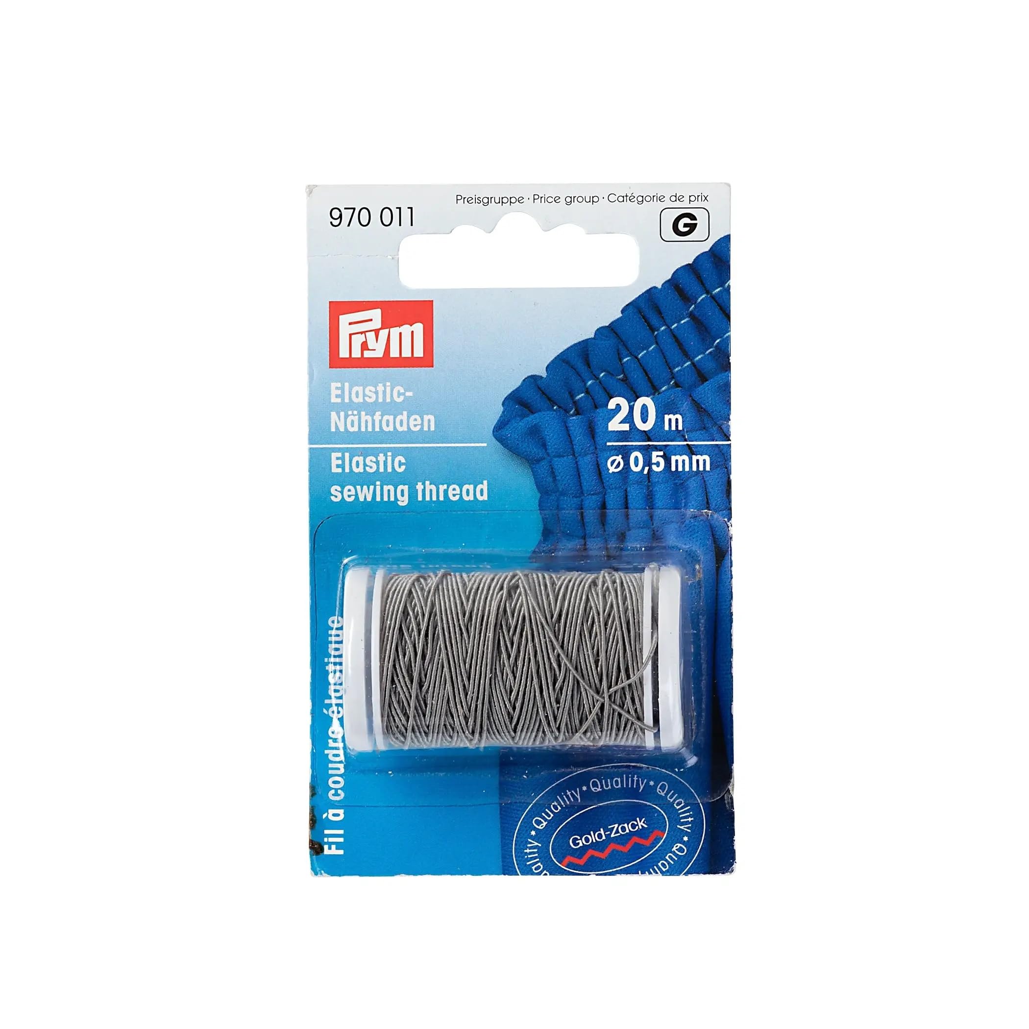 Prym - Elastic Sewing Light Grey (0.5mm, 20m) Thread - 1 Unit
