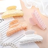HairChrysm 4.2 Inch Large Acrylic Claw Clips, Cute Champagne Blonde Hair Clips Strong Hold Hair Claw Barrettes for Thick Thin Hair, 4 Pack Stylish French Hair Accessories for Women Girls
