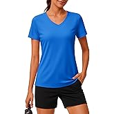 MAGCOMSEN Workout Tops for Women UPF 80+ V-Neck Short Sleeve Tee Shirt Quick Dry T Shirts Gym Athletic Yoga Top