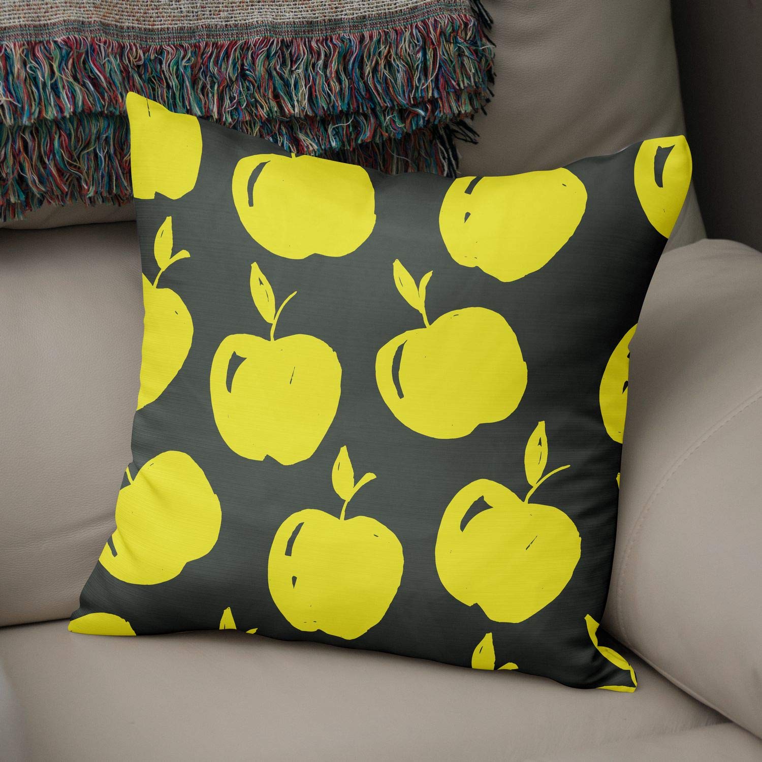 Bonamaison Decorative Cushion Cover Neon Yellow & Fume, Throw Pillow Covers, Home Decorative Pillowcases for Livingroom, Sofa, Bedroom, Size: 43X43 Cm - Designed and Manufactured in Turkey