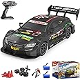 Dollox RC Drift Car 1/16 Scale Remote Control Car 2.4GHz 4WD 30+KM/H High Speed Vehicle with LED Lights, Extra Drifting Tires Racing Vehicle Toys Birthday Gifts for Boys Adults, 2 Batteries, Black