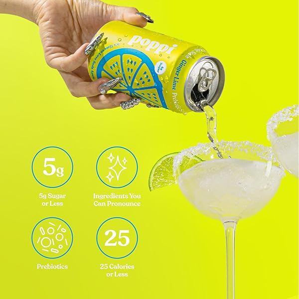 POPPI LIME GINGER PREBIOTIC SODA, 12 FZ