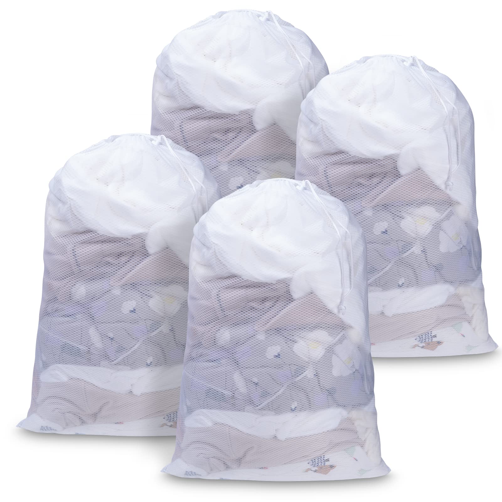Meowoo 4Pcs Laundry Bags with Drawstring,60×90cm Mesh Laundry Bags for Delicates Heavy Duty Net Washiing Bag for Washing Machine