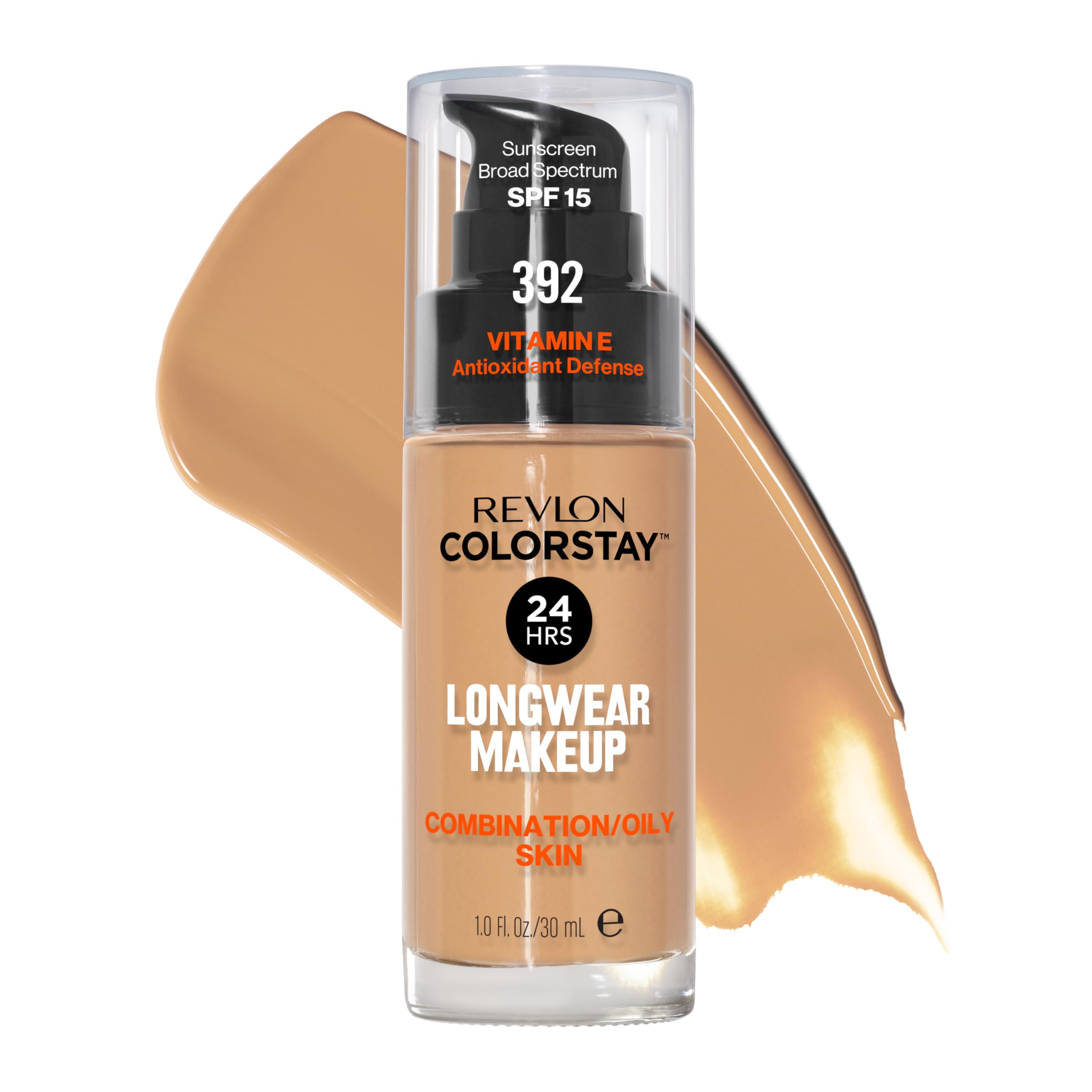 Photo 1 of Revlon Liquid Foundation, ColorStay Face Makeup for Combination & Oily Skin, SPF 15, Medium-Full Coverage with Matte Finish, 392 Sun Beige, 1 Fl Oz