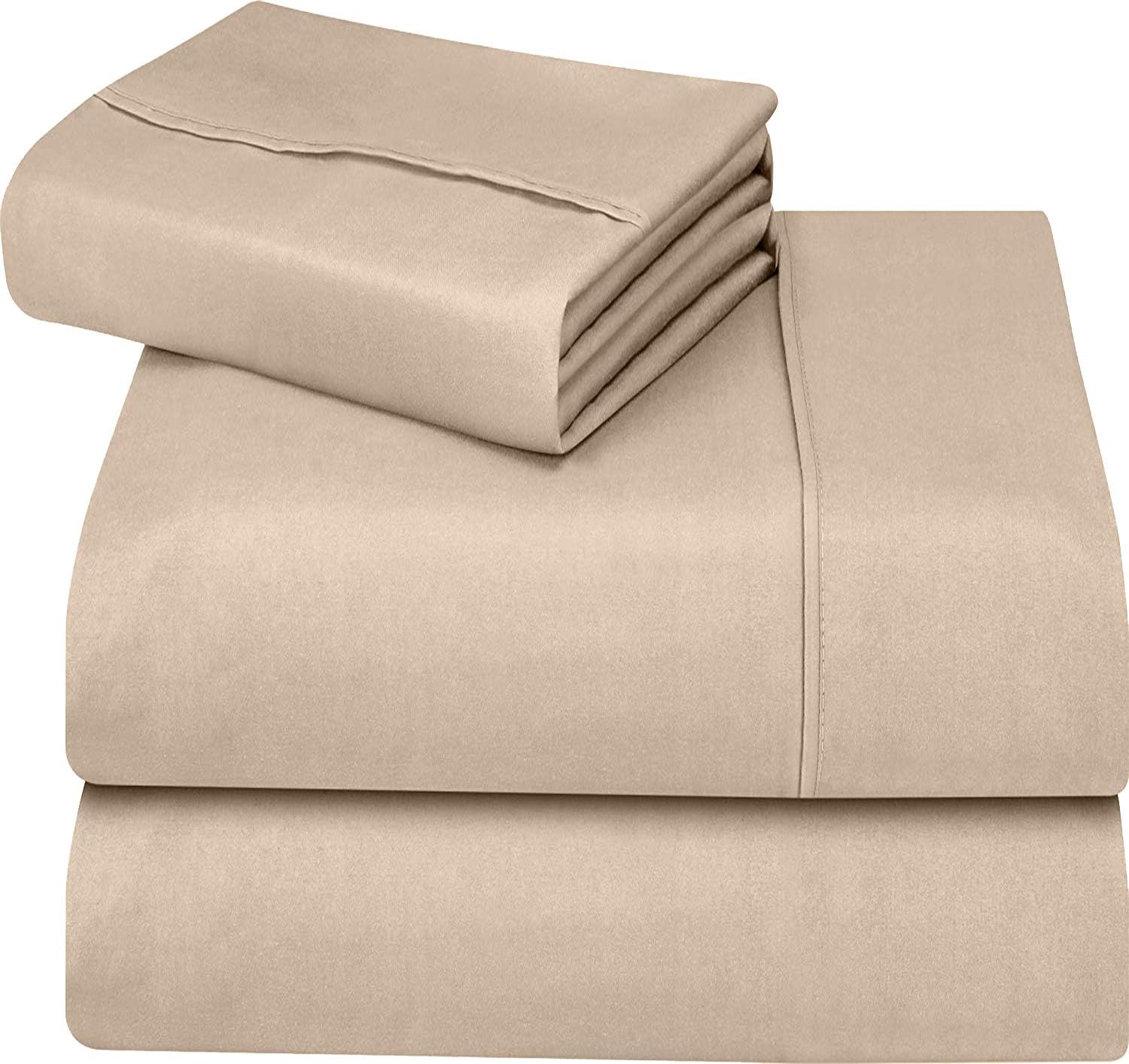 Utopia Bedding Bed Sheet Set - 3 Piece Twin Bedding - Soft Brushed Microfiber Fabric - Shrinkage & Fade Resistant - Easy Care (Twin, Beige): Home & Kitchen