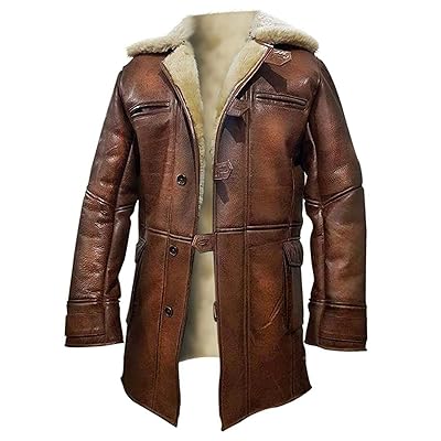 Tom Hardy Bane Dark Knight Lambskin Shearling Genuine Leather Pea Coat